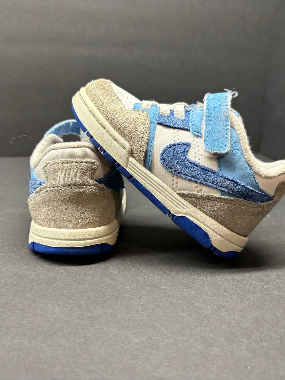 Nike Kids White, Light Blue & Gray Hook-and-Loop Sneakers